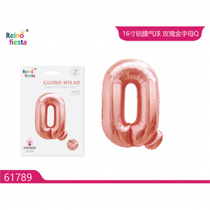 Palloncino in Mylar da 16 Pollici con Lettera 'Q' Oro Rosa, Stampa Offset, Elegante Decorazione per Feste, Prodotto in Cina - Product Image 1