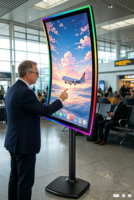 Écran tactile incurvé vertical Yingtouch de 65 pouces, machine publicitaire haute définition, écran interactif pour la recherche en magasin, affichage commercial