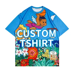Oem-Camiseta estampada de poliéster para hombre, ropa de calle de nailon de malla 100, Camiseta lisa de sublimación, camiseta de gran tamaño personalizada