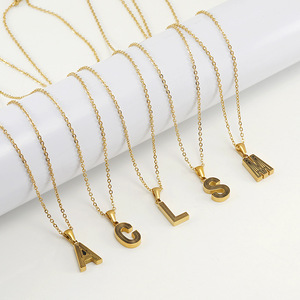 ZOGXIN Letter Necklace 18K Gold Plated Stainless Steel Alphabet Pendant Unisex Everyday Wear - Product Image 2