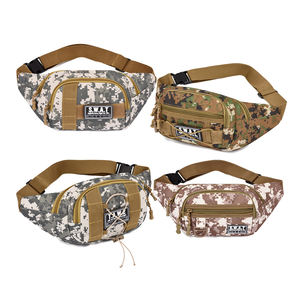 Sac banane unisexe en polyester imperméable de forme cylindrique avec logo personnalisé OEM, camouflage tactique, randonnée en plein air, fermeture éclair - Product Image 1