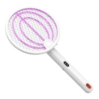 Raquette électrique anti-moustiques pliable pour usage domestique, rechargeable, lampe automatique attractrice de moustiques, tapette à mouches deux-en-un