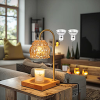 Lampe chauffe-cire électrique en bois avec minuterie et interrupteur à intensité variable pour huiles essentielles et fonte de bougies