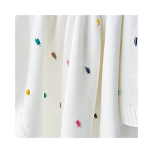 Produits personnalisés <span class=keywords><strong>Bebe</strong></span> Couverture douce pour bébé nouveau-né Couverture en coton douillette à pois tricotée - Product Image 1