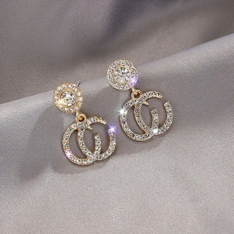 New Fashion Lady Jewelry Trendy Cubic Shiny Crystal Diamond Drop Earrings Jewelry women