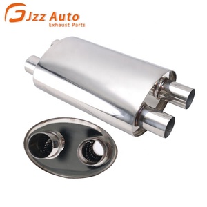 Tanning esausto sistema 2 "Dual in Out Middle marmitta in acciaio inox doppio tubi risonatore di scarico universale - Product Image 1