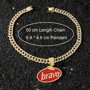 Collar con Colgante de Letra Elíptica de Estilo Hiphop Personalizado, Collares de Aleación para Hombre, Joyería de Moda al por Mayor - Product Image 5