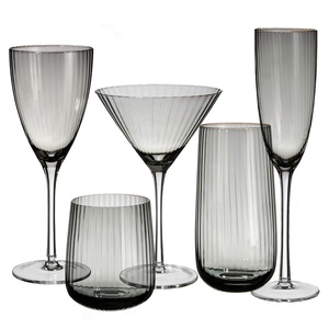 Vasos de cristal de color gris para boda, conjunto acanalado de Origami, copa de vino tinto, venta al por mayor - Product Image 3