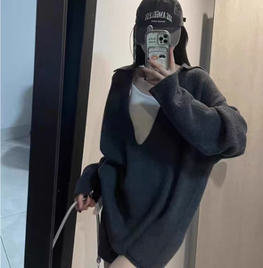Ensemble deux pièces pour femmes, pull en tricot acrylique respirant <span class=keywords><strong>à</strong></span> col montant surdimensionné, short, manches longues, vêtements de détente é<span class=keywords><strong>l</strong></span>égants, automne - Product Image 4
