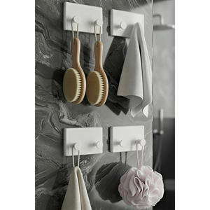 Crochets muraux adhésifs modernes, lot de 4, capacité de 10 à 14 lb, installation facile, organisateur pour salle de bain et cuisine, design minimaliste, ruban adhésif sans trace - Product Image 1