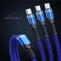 Câble USB 3,6 a 3 en 1, cordon de chargement rapide, USB tressé, plusieurs couleurs, Compatible avec la plupart des Smart
