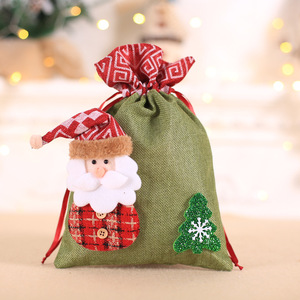 New <b>Christmas</b> Santa <b>Sack</b> Children Xmas Gifts Candy Stocking Bag Exquisite Santa Claus Printed Linen <b>Christmas</b> Candy Bag - Product Image 3