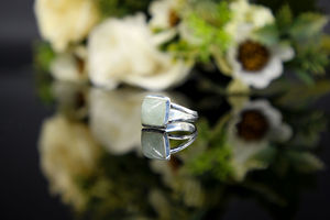 Anillo de Plata de Ley 925 de Diseño con Gema Cuadrada de Aguamarina, Joyería Hecha a Mano con Engaste de Bisel, Anillo de Declaración para Boda - Product Image 5