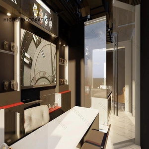 แท่นโชว์นาฬิกาแก้วหรูหรา <span class=keywords><strong>ถาด</strong></span>โชว์นาฬิกาไม้ ทำความสะอาดง่าย ตู้โชว์นาฬิกาติดผนังพร้อมไฟ LED - Product Image 2