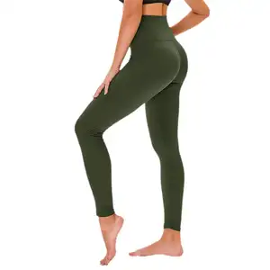 Soft High Waist Pants Workout Yoga Leggings For Women Breathable Custom Logo Printing Tummy Control Compression Pants For Ladies