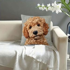 Funda de Almohada con Estampado Digital de Perro Estilo Vintage, Lavable a Máquina, con Cierre de Cremallera, Decoración para Sofá y Hogar - Product Image 4