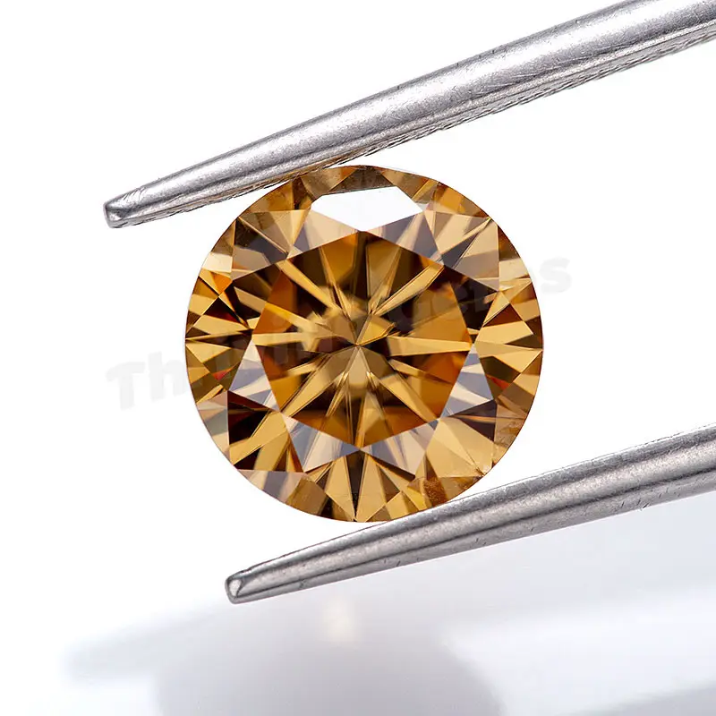 6.5mm 1 Carat Diamond Light Yellow Champagne Round Cut Diamonds Colored Moissanite