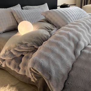 Mô hình mới bong bóng lông Thỏ sữa bốn mảnh đặt dày ấm áp cao giường đặt tấm lông cừu bong bóng cho giường nhà - Product Image 2