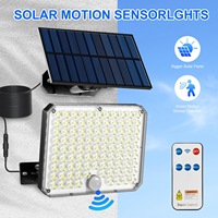 Lampe murale solaire à détecteur de mouvement 95 LED IP65, éclairage de sécurité extérieur avec capteur PIR et télécommande pour garage, jardin, allée