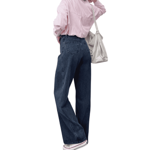 Customization Super Premium Denim 100% Cotton Heavyweight Vintage Wide Leg Loose Fit Women's <b>Jeans</b> - Product Image 2