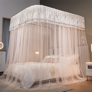 La mejor cubierta de dosel de cama con riel de guía de pista de acero inoxidable en forma de U, <span class=keywords><strong>mosquitera</strong></span> portátil de tamaño King <span class=keywords><strong>para</strong></span> bebé <span class=keywords><strong>para</strong></span> uso doméstico, función plegada - Product Image 5