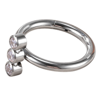 Anneau de nez en titane pour femmes, Piercing, bijoux de corps, 3 CZ, Blaze, Center, anneaux à charnière, vente en gros, ASTM F-136