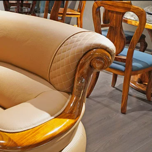 Canapé d'angle en cuir véritable Wujinwood, design européen, en forme de L, confortable, durable, pieds en bois massif, pour hôtel - Product Image 6