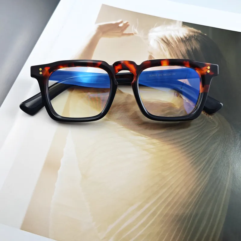 Das neueste retro quadratische herren-acetat-glasglasrahmen aus glasfaser, schöne brillenrahmen