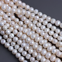 Perles d'eau douce naturelles 10-11 mm, haute brillance, blanches, baroques, presque rondes, pour la fabrication de bijoux, collier DIY