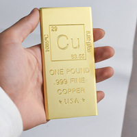 Ornement en métal en forme de lingot d'or américain en cuivre doré, gravé sur mesure par CNC, pour mariages, anniversaires, remises de diplômes