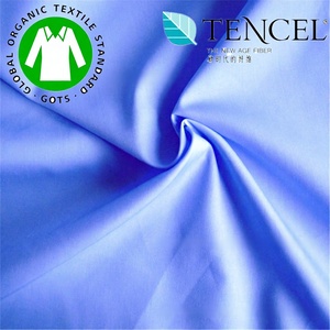 <span class=keywords><strong>Tela</strong></span> de Sarga de Algodón Tencel 20D*60S con Rayas de Monofilamento de Poliéster, Efecto Slub, Satén Brillante Lavado, Crepé Ignífugo - Product Image 1