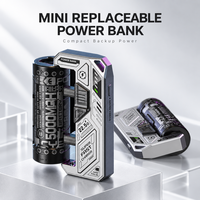 Mini Power Bank 5000mAh, chargeur portable de poche avec batterie remplaçable, USB-C 22.5W, charge rapide, alimentation de secours compacte