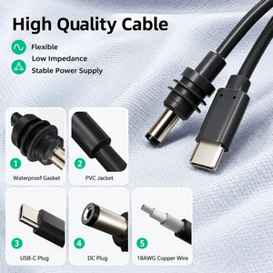 <span class=keywords><strong>Cable</strong></span> de Repuesto para Starlink Mini de 2 Metros (6.6 Pies), <span class=keywords><strong>Entrada</strong></span> de Alimentación CC Tipo-<span class=keywords><strong>C</strong></span>, Resistente al Agua, para Exteriores - Product Image 2