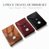 Humidor à cigares en cuir de style européen, mini, portable, avec hygromètre, cadeau pour homme, capacité de 8 à 10 cigares