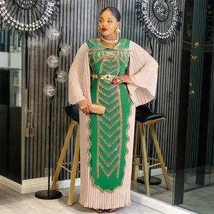 فستان أفريقي أنيق للنساء من H&D موديل <span class=keywords><strong>2026</strong></span>، فستان كاجوال برقبة على شكل V للحفلات، فستان عالي الجودة مزين بالأحجار الكريمة - Product Image 3