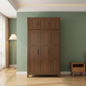 Modern Wooden Wardrobe With Flat Panel Hinged Doors Freestanding Large Capacity <b>Bedroom</b> <b>Storage</b> <b>Cabinet</b> Traditional Design Wood - Product Image 3