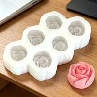 Moule en silicone 6 cellules en forme de rose pour mini-bouquet, idéal pour bougies d'aromathérapie, bonbons gélifiés, gâteaux - Fabriqué en Chine