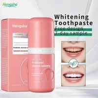 Tablet Pasta Gigi Herbal Pemutih Probiotik Hengshe dengan Soda Kue Bioactive Glass 23g/35 Tablet Rasa Persik Untuk Penggunaan di Rumah OEM