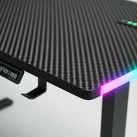 Meja Gaming RGB Berdiri dengan Permukaan Serat Karbon dan Lampu LED untuk PC