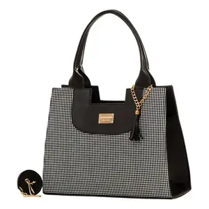 Bolso Tote Fana Isadora Cuadri 2 para Mujer, Cierre Abierto, Dos Asas, Patrón Geométrico, Uso en la Playa, Microfibra, Cuero Sintético - Product Image 3