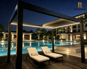 Pérgola de aluminio con techo de lamas RKOVE RK-E1, gazebo para exteriores con recubrimiento en polvo, estructura de sombra para jardín, pérgola para patio. - Product Image 4