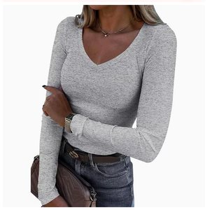 Nouveau <span class=keywords><strong>T</strong></span>-<span class=keywords><strong>shirt</strong></span> sexy pour <span class=keywords><strong>femme</strong></span>, style décontracté européen/américain, en maille côtelée douce, coupe ajustée, couleur unie, <span class=keywords><strong>manches</strong></span> <span class=keywords><strong>longues</strong></span>, collection printemps, transfrontalier - Product Image 5
