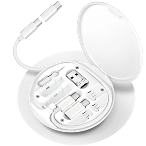 ชุดสายชาร์จ USB 6 in 1 พร้อมโลโก้สั่งทำ กล่องเก็บทรงกลมพกพาสะดวก พร้อมขาตั้งโทรศัพท์ สายซิงค์ข้อมูลแบบหลายพอร์ต เหมาะสำหรับเป็นของขวัญ - Product Image 1