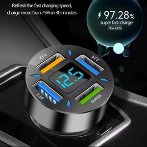 Caricabatterie da <span class=keywords><strong>Auto</strong></span> USB PD 66W con 4 Porte, Ricarica Rapida QC 3.0, 4 in 1 con Uscita 33W QC3.0+ 3.1A USB C PD per Telefono - Product Image 4