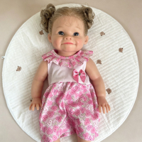 16 Zoll realistische Ganzkörper-Silikon-Reborn-Babypuppe mit blonden lockigen Haaren, Mädchen, für Sammler, Geschenk, Fotografie-Requisite