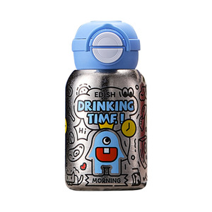 Edish Drinking Time Titanium Water Bottle 500Ml Double Wall Insulated Kids Cup With Straw And Lid For School Use - Product Image 2
