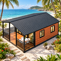 Maison conteneur modulaire de 20 pieds avec bardage en bois et véranda pour villas de station balnéaire et projets de location de vacances