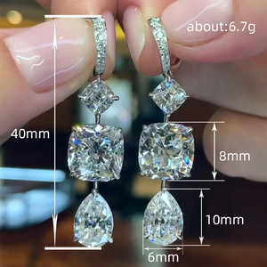 Orecchini pendenti lunghi a goccia color argento da donna, gioielli da festa in stile nuziale - Product Image 4