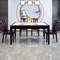 Juego de Mesa de Comedor de Estilo Rústico, Resistente, Rectangular, de Madera, Muebles de Comedor para el Hogar, Mesa de Comedor para 6 Personas