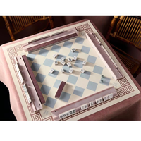 Tuiles de Mahjong américaines en acrylique, design esthétique d'art grec, avec motif de dos bordeaux magnifique, pliables, écologiques, cadeau de vacances pour le Mahjong